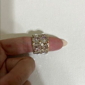 Elegant Gold Plated Over Silver Crystal and CZ Ring